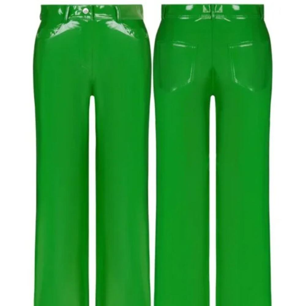 Nocturne Green Vegan Vinyl Pants Size XS 4 - Picture 1 of 9